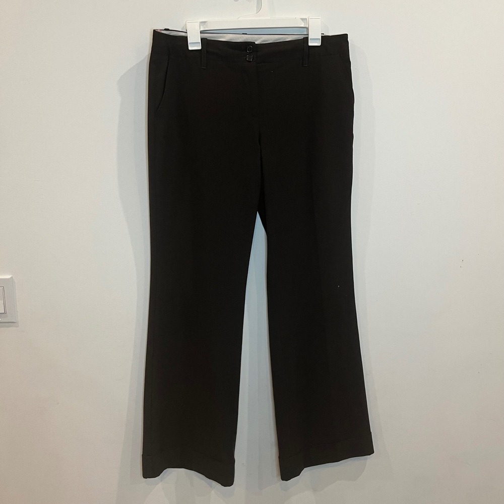 The Limited Cassidy Fit Wide Leg Dress Pants Brown Cuffed Trousers Size 12R